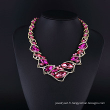 Ensemble de collier brillant en cristal violet et strass tchèque